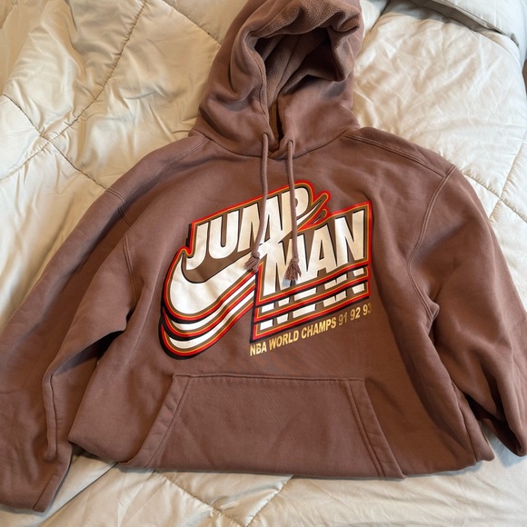 Nike Other - Nike Jumpman Logo Fleece Brown Hoodie